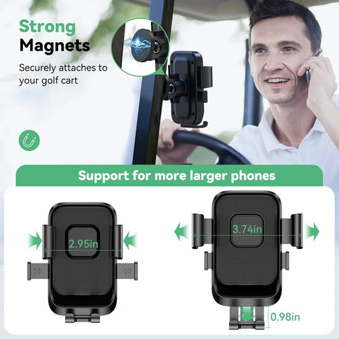 Golf Cart Phone Holder - Magnetic Mount for EZGO/Club Car/iPhone/Galaxy/Google Pixel, 360° Rotatable
