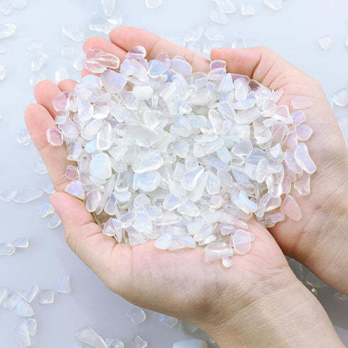 Opal Crystal Chips Bulk Aquarium Rocks – 0.22 lbs Fish Tank Decorations, Gravel, Vase Filler, Candle Making, Quartz Sand