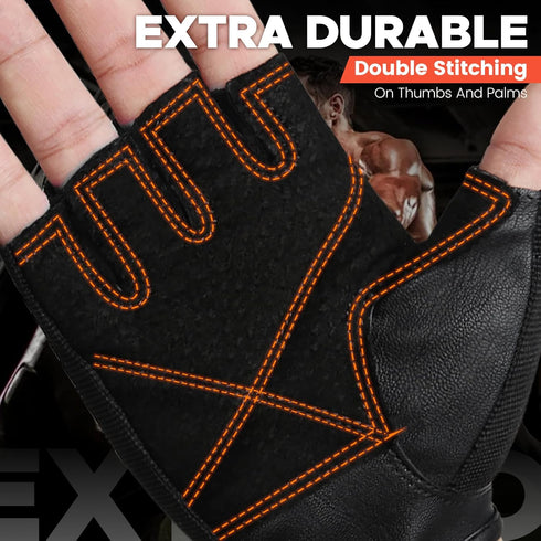 BEACE Weight Lifting Gym Gloves with Anti-Slip Leather Palm for Workout Exercise Training Fitness and Bodybuilding