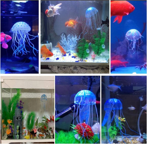 WishLotus 2 PCS Jellyfish Fish Tank Decorations, Simulation Jellyfish Plant Ornament for Various Aquariums (S, Pink)