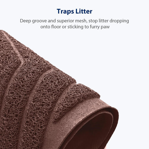 WePet Cat Litter Box Mat (No. 02-2), Durable PVC Pad, XXL 47 x 36, Urine-Resistant Trapping Rug in Brown