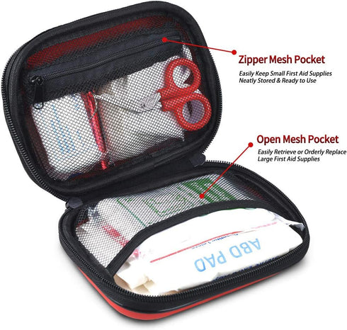 I GO 85 Pieces Hard Shell Mini Compact First Aid Kit, Small Personal Emergency Survival Kit for Travel