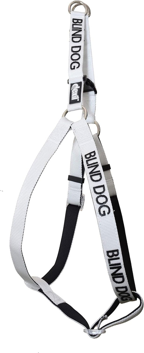Limited Blind Dog White Color Coded Alert Warning Harness - L XL Non-Pull, Prevents Accidents