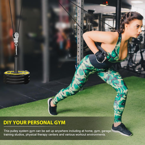 Weight Cable Pulley System Gym, Attachments for Home Gym LAT Pull Down and Biceps Curl Workout