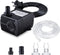 Submersible Fountain Pump 80GPH (4W 300L/H) with 4.9ft Tubing, 3 Nozzles for Aquarium, Pond, Fish Tank, Hydroponics