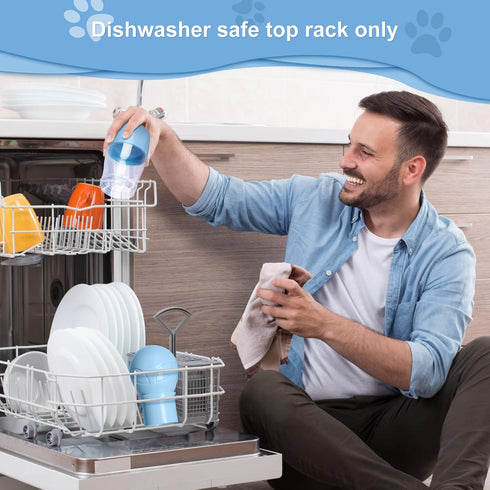 Dog Water Bottle, Multifunctional Portable Bottle with Food Container for Outdoor Activities, Blue