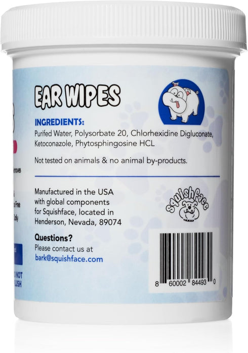 Squishface Dog Ear Relief Individual Finger Sheath Wipes – Non-Allergenic Ingredients & Irritation-Reducing Formula Cleans & Deodorizes, Helps Prevent Ear Itch & Odor – Great for All Breeds!
