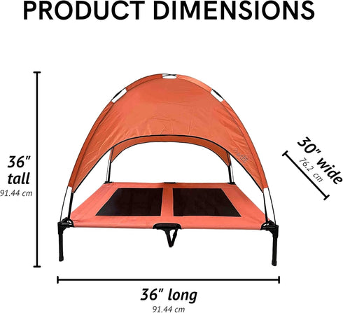 Midlee Salmon Dog Cot with Canopy, 30" x 36"