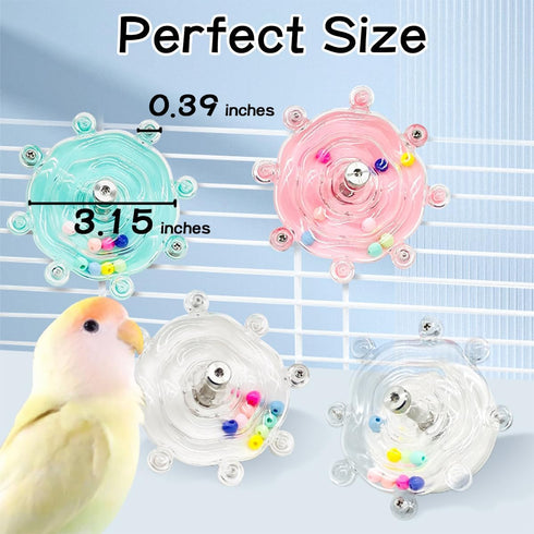MANON ROSA Bird Toys for Parrots - Spinning Wheel Chew Toy with Rotating Plastic Spinner, Enrichment Puzzle Cage