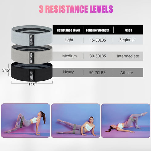 Resistance Bands for Working Out - Exercise Bands for Women & Men, 3 Levels with Carry Bag for Home Fitness