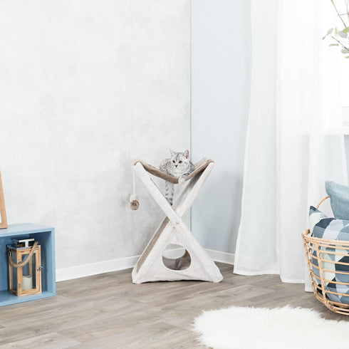 Hammock, TRIXIE Miguel Fold and Store Cat Indoor Cat Furniture with Dangling Toys, Scratching Pad, and Cave