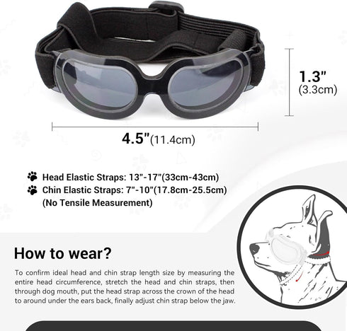 NAMSAN Dog Goggles for Small Breeds, Anti-UV Sunglasses with Elastic Straps for Eye Protection