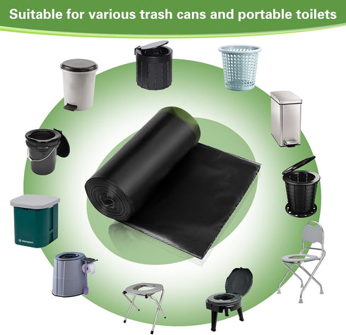 100 5-8 Portable Toilet Bags, Biodegradable with Drawstring & Lemon Scent, for Gallon Bucket Seat for Outdoor Camping