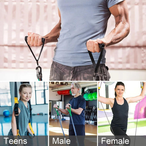 Heavy Duty Workout Handle for Resistance Bands - Exercise Grip Puller Handle with 2 Carabiners for Fitness Equipment