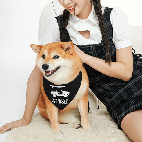 FXOMARLIN This is How I Roll Funny Golf Cart Pet Triangular Bandana, Drool Scarf, Neck Scarf Small