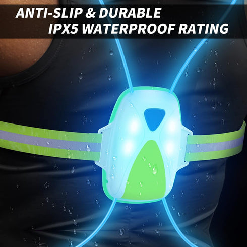 LED Reflective Running Vest with Front Light, High Visibility Gear for Men/Women Running, Cycling, Walking