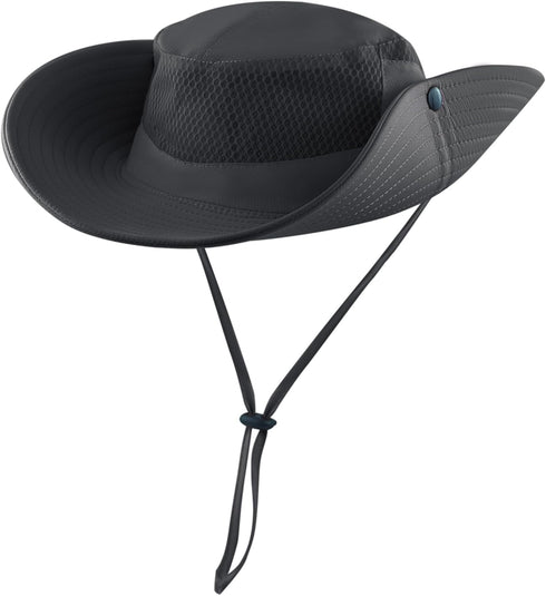 Womens Wide Brim Ponytail Sun Hat - Mesh Bucket Hat with UV UPF50 Protection for Summer Travel