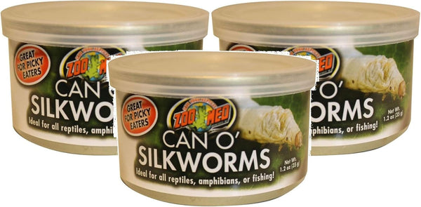 Zoo Med Can O' Silkworms - 3 Pack, 1.2 Ounces Per Can