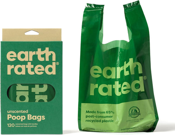 Earth Rated Dog Poop Bags with Handles, Extra Wide, Easy Tie and