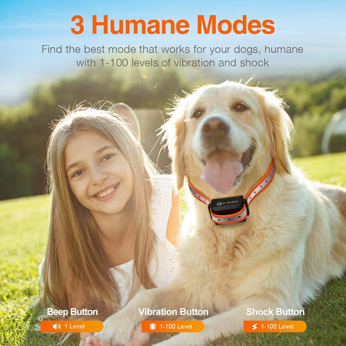ROJECO Dog Training Collar with 3300FT Remote, IPX7 Waterproof, Rechargeable Shock Collar, 3 Safe Training Modes