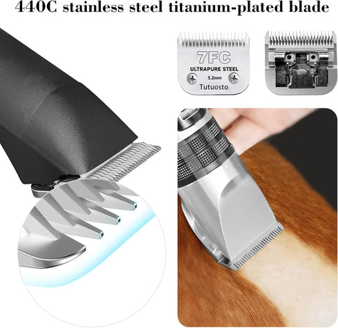 7FC Clipper Blades, Pet Grooming Replacement Blades Compatible with Andis, Wahl, Oster Dog Clippers