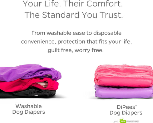 (3pack) Pet Parents Washable Dog Diapers + Extendrs of Durable Doggie Diapers, Premium Dog Diapers Female & Male