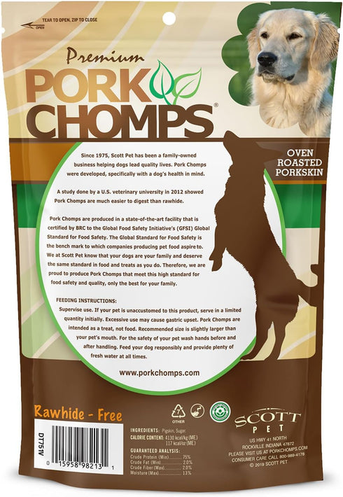 5 Inch 20 Count Pork Chomps Roasted Pork Skin Dog Chews, Mini Twists, - Long-Lasting Treats for Dogs - High Protein