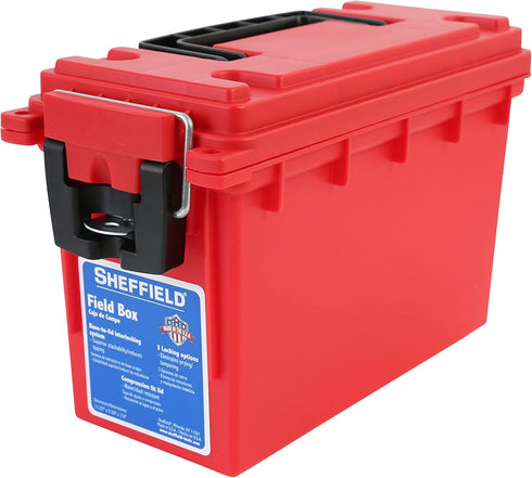 Sheffield 12636 Waterproof Field Box, Pistol, Rifle, or Shotgun Ammo Storage Box, Tamper-Proof Locking Can, Made in The