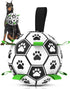 QDAN Dog Toys Soccer Ball with Straps - 10 Inch Durable Herding Ball for Extra Large Dogs, Outdoor Water Toy, Birthday