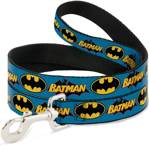 Vintage Batman Logo Dog Leash Bat Signal Blue 6 Feet Long 0.5 Inch Wide