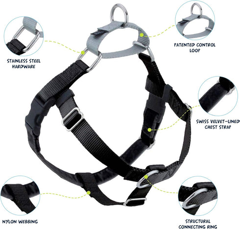 2 Hounds Design Freedom No Pull Dog Harness, Adjustable, Easy Walking & Comfortable Control, Fits Small to Large Dogs,