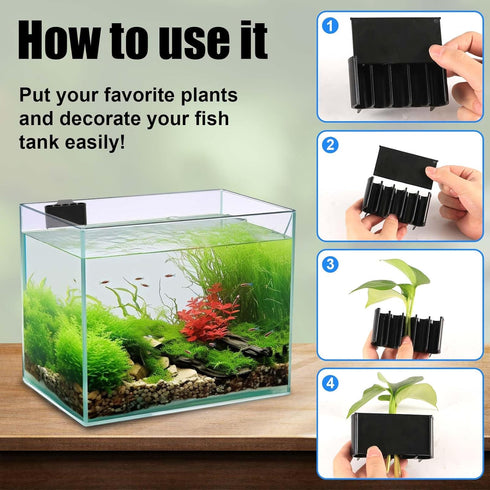 2pcs Aquarium Plant Holder, 5 Holes Top Rimmed Floating Planter Box for Fish Tank Decorations