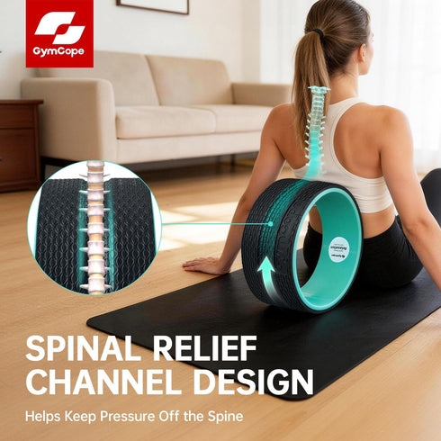500lbs Back Wheel Foam Roller Targeted Back & Neck Relief, Lumbar Spine Stretcher, Spinal Decompression Stretcher