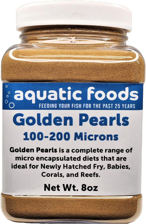 Aquatic Foods Inc. Golden Pearls 100-200 Micron Powder for Fry, Babies of Shrimp, Axolotls, Discus,