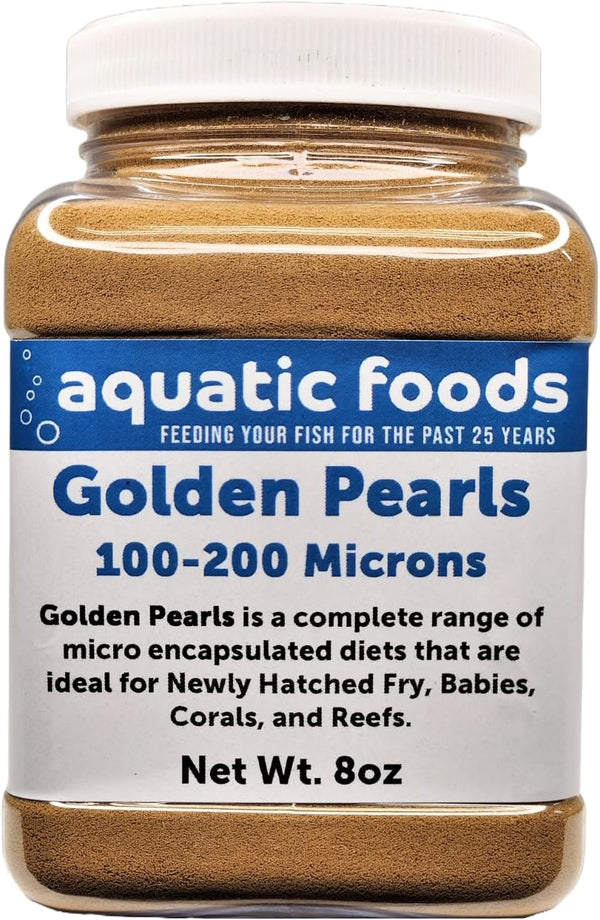 Aquatic Foods Inc. Golden Pearls 100-200 Micron Powder for Fry, Babies of Shrimp, Axolotls, Discus,
