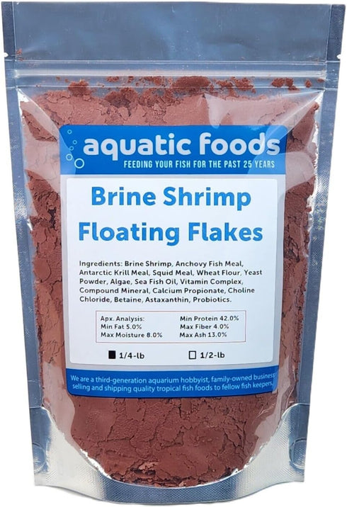 Aquatic Foods Inc. WL1/4-lb Brine Shrimp Flakes for Freshwater Cichlids, Angels, Tetras, Guppies, Marine Tangs