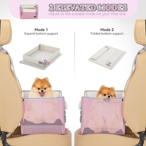 25lbs PETSFIT Dog Car Seats for Small Dogs, Portable Puppy Car Saet for Car with Clip-On Leash, Adjustable Straps