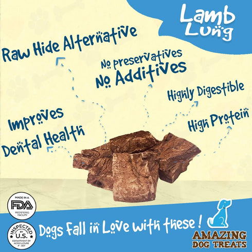 Amazing Dog Treats Lamb Lung Squares (8 oz.) - 100% Natural Lamb Lung for Dogs