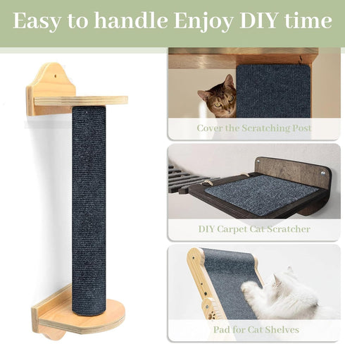 Cat Scratch Mat, Trimmable Self-Adhesive Furniture Protector, 78.7"x15.8" Cat Scratching Post Carpet (Dark Grey)