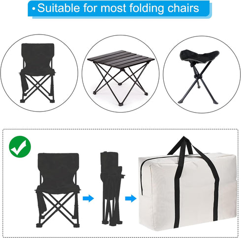 PATIKIL 26" Camp Chair Replacement Bag, Waterproof Oversize Storage Duffle Bag with Zipper for Travel Camping, White