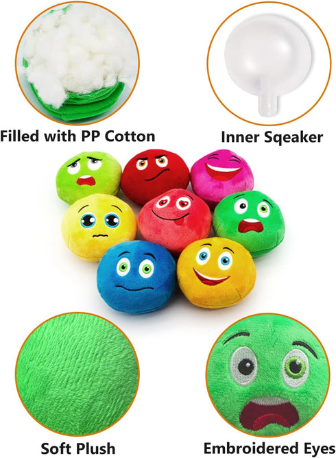 (4 Pack) Squeaky Dog Toys, Stuffed Plush Puppy Toy Balls to Keep Them Busy, Interactive Funny Pet Ball with Squeaker