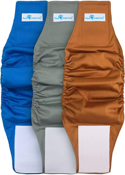 Paw Inspired Ultra Protection Washable Dog Diapers - 3 Count Male Dog Wraps, X-Small