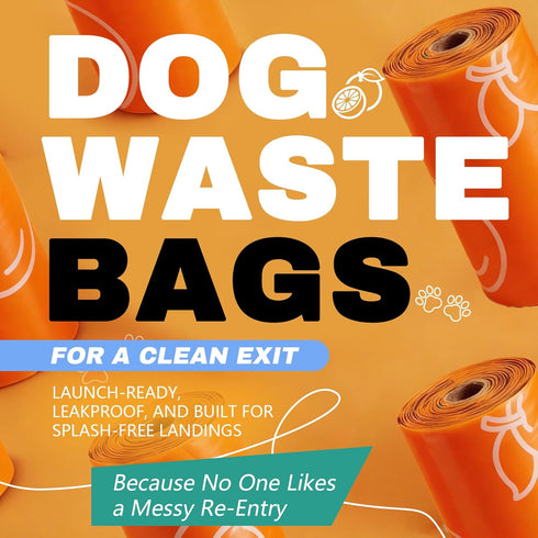 Pet Rhythm 360 counts 13x9 Inch Citrus Scented Dog Poop Bags - Orange Pet Waste Bags with Dispensers, Extra Large