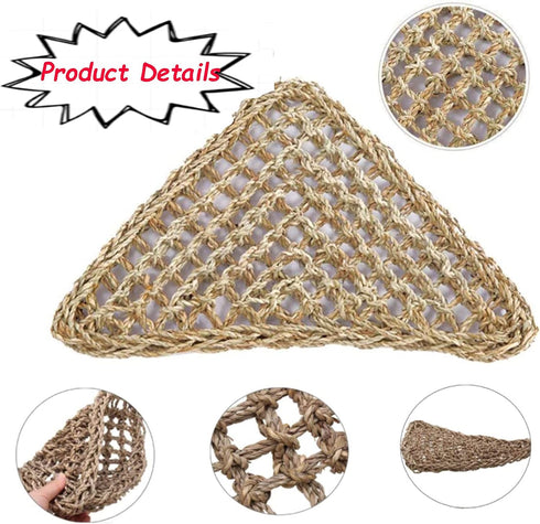 Tfwadmx 3 Pack Bearded Dragon Hammock - Natural Seagrass Fibers for Lizards, Geckos, Anoles, Iguanas, Hermit Crabs