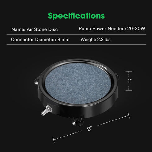 VIVOSUN Air Stone Disc 8 x 8 Inch with Shell and Sucker for Aquarium and Hydroponics Air Pump