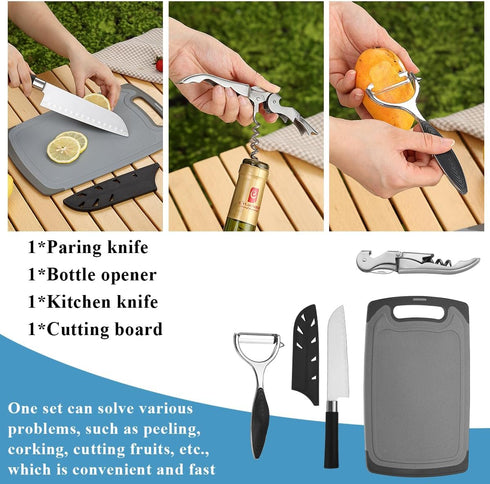 Kyraton Camping Cooking Set 15 Pack, Portable Kitchen Utensil Set for Backpacking, Barbecuing, Camping, Hiking