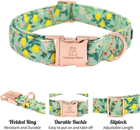 Lionheart Glory Premium Floral Dog Collar, Adjustable Soft Collars for X-Small Small Medium Large Dogs