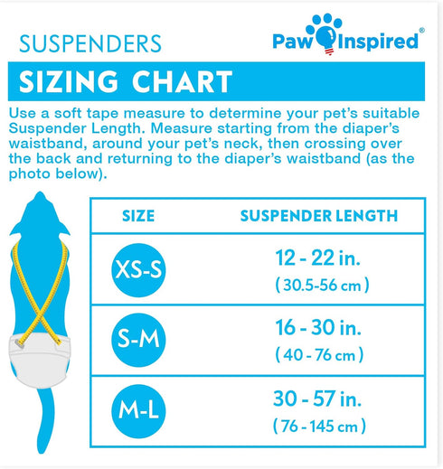 Paw Inspired Adjustable Dog Diaper Suspenders with Velcro Fasteners for Male and Female Pets, Fits Small to Large (S/M,