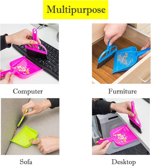 SEIS 3 Pack Hamster Mini Dustpan and Broom Set, Blue, Guinea Pig Classical Besom for Small Animal Cage Cleaning
