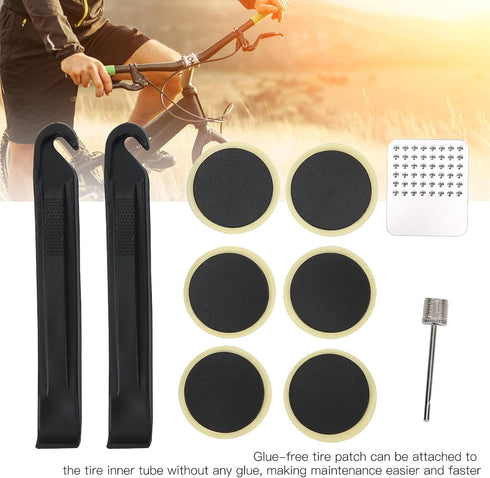 Tyre Glueless Patch - Small Lightweight Inner Tube Repair Kit for Fixed Gear Bikes, Repair Tool Kit